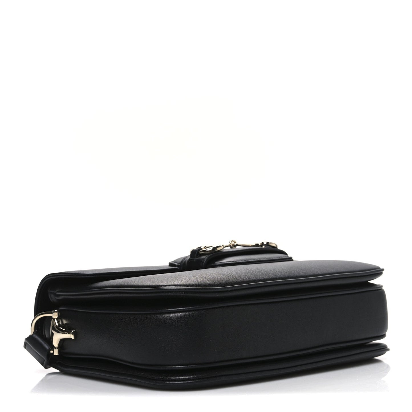 Ciny Lux Calfskin Horsebit 1955 Soft Small Shoulder Bag Black