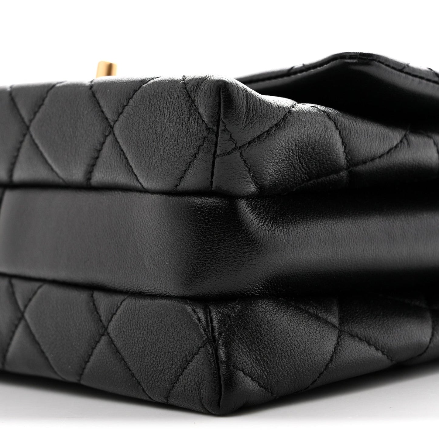 Calfskin Quilted Mini Chain Strap Flap Black