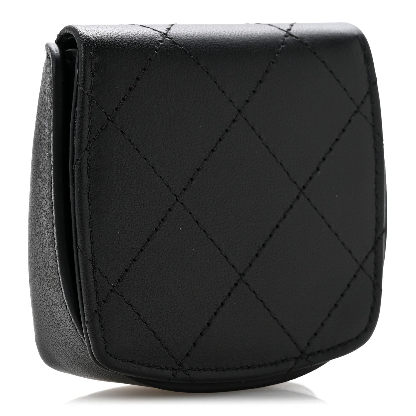 Goatskin Quilted Square Pouch Coin Purse So Black