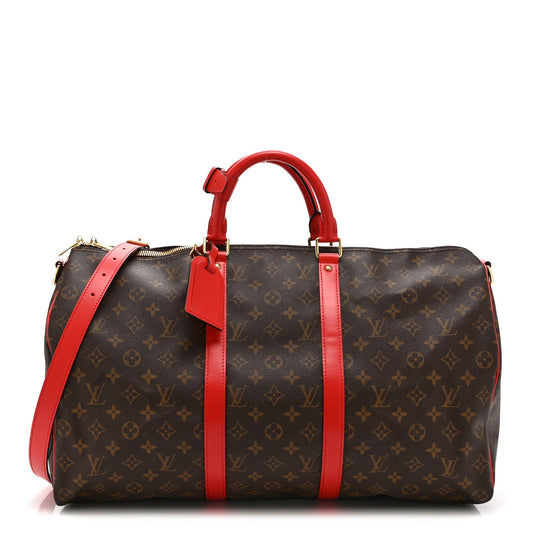 Calfskin Monogram Keepall Bandouliere 50 Coquelicot