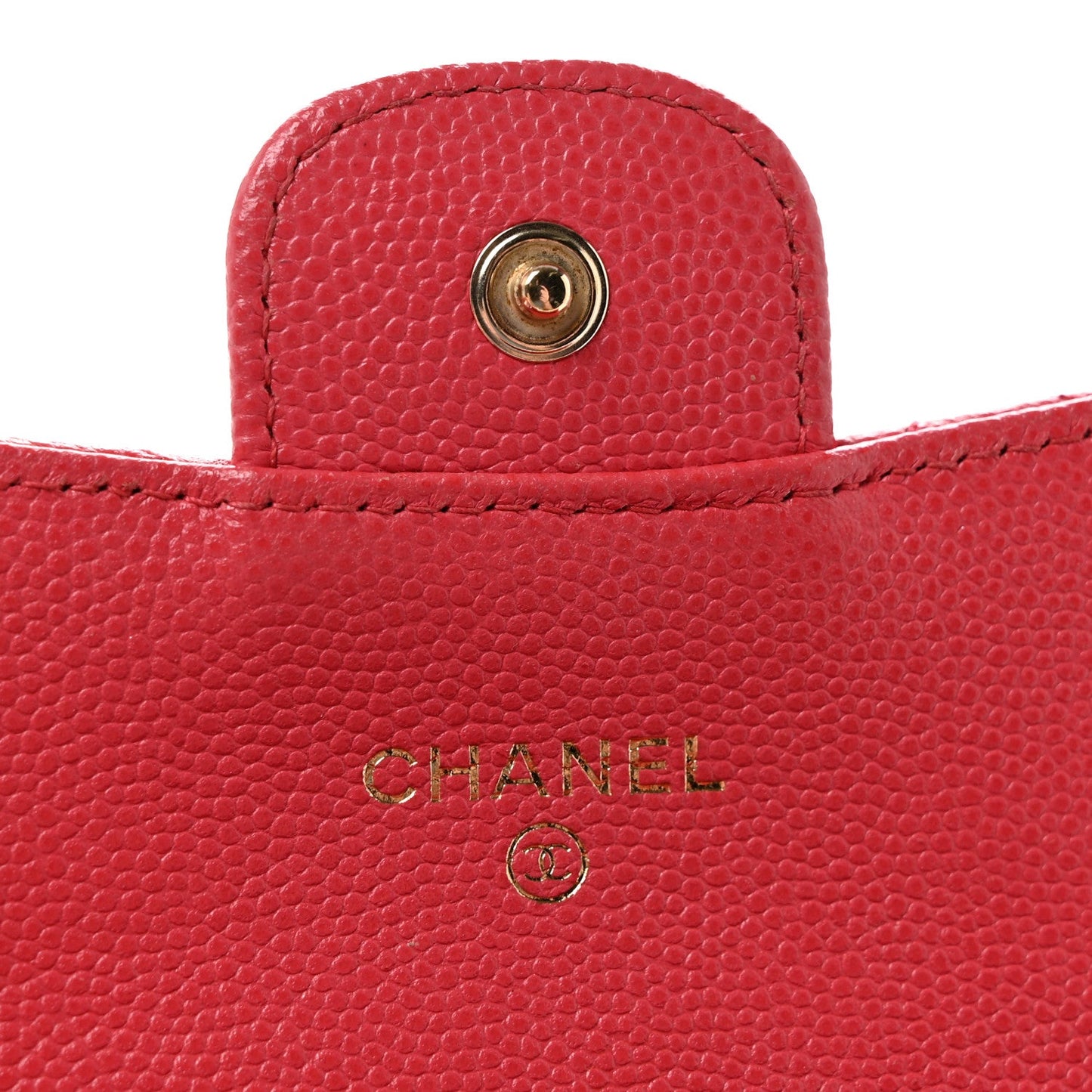 Caviar Quilted Flap Card Holder Wallet Dark Pink