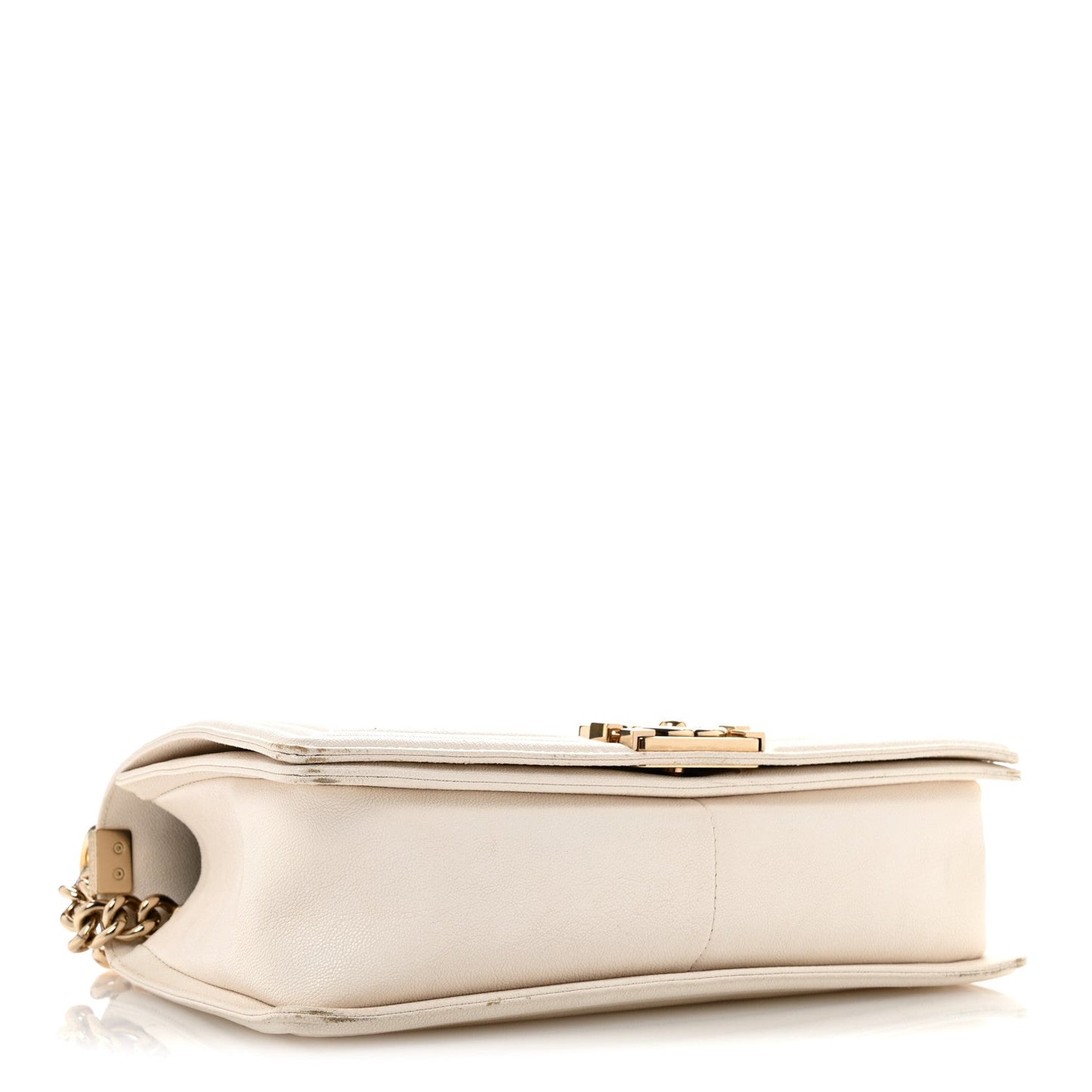 Caviar Quilted New Medium Boy Flap White