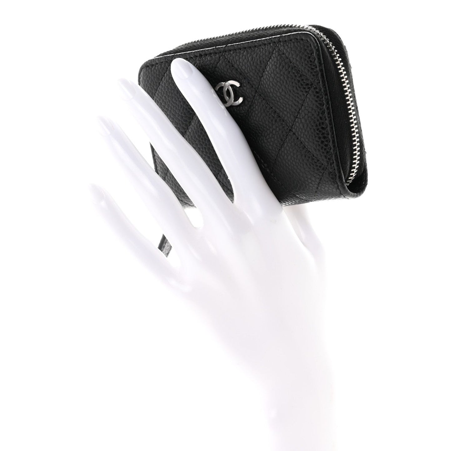 Caviar Quilted Zip Coin Purse Black