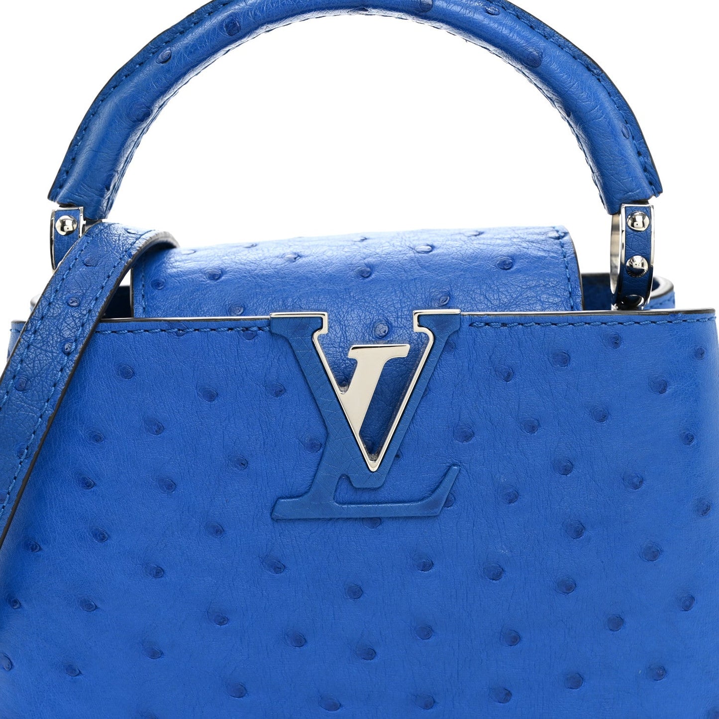 Ostrich Capucines Mini Saphir