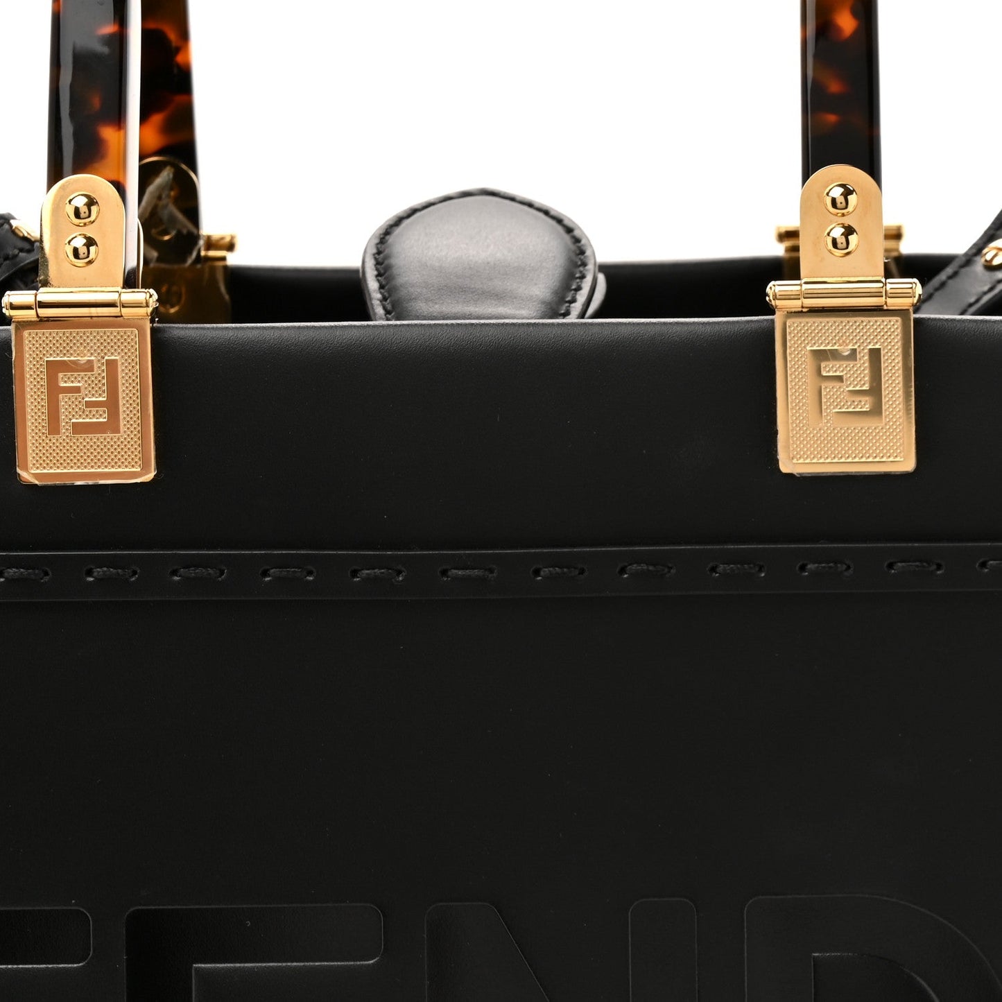 Vitello King Plexiglass Small Fendi Sunshine Shopper Tote Black