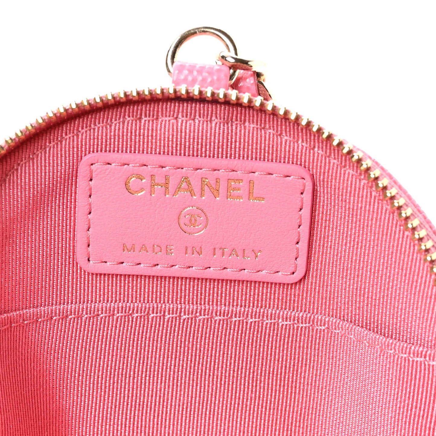 Caviar Quilted Round Clip On Coin Purse Pink