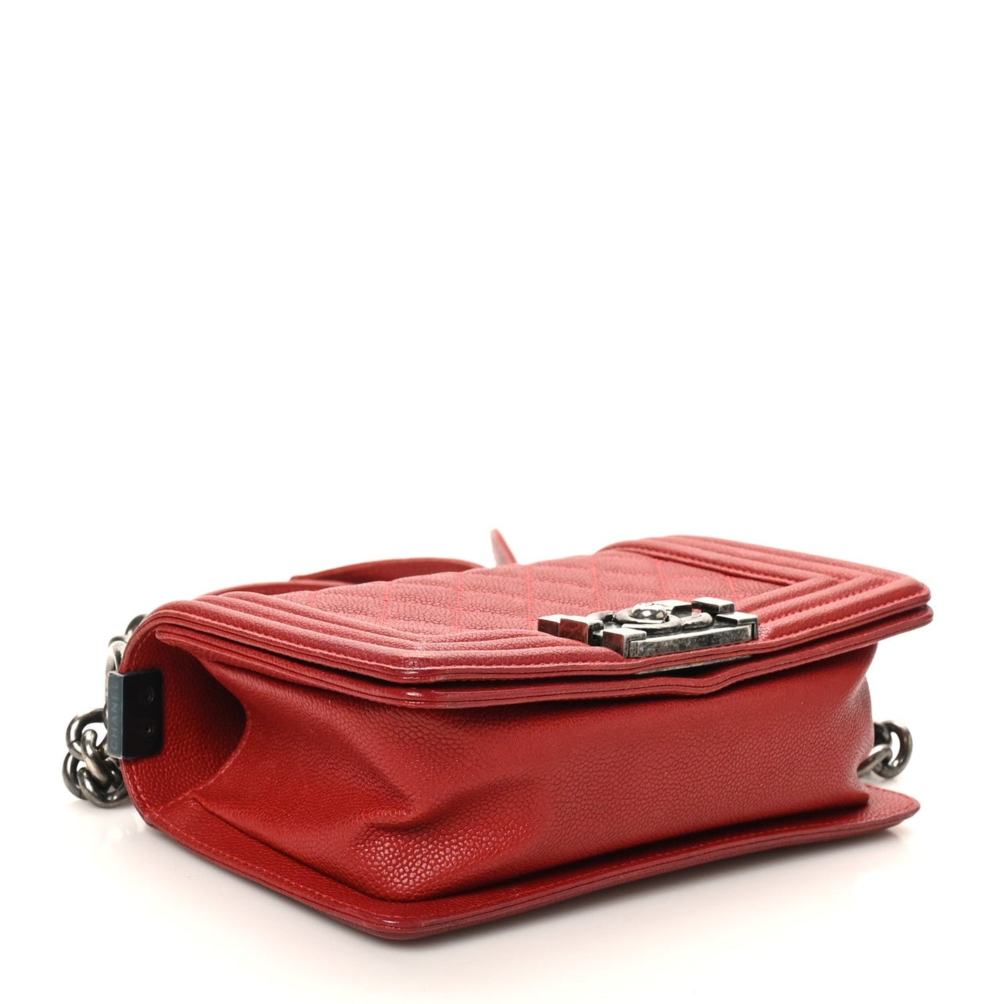 Caviar Quilted Small Boy Flap Dark Red