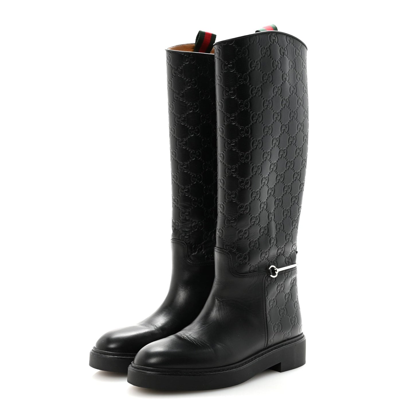 Guccissima Michelangelo Slim Horsebit Riding Boots 37 Black