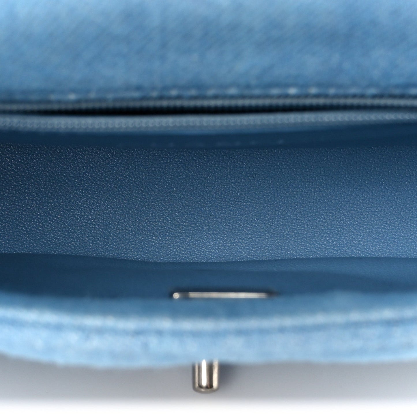 Denim Quilted Sweetheart Mini Flap Blue