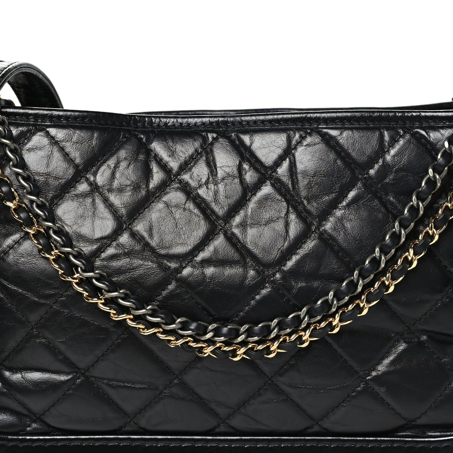 Aged Calfskin Quilted Medium Gabrielle Hobo Black
