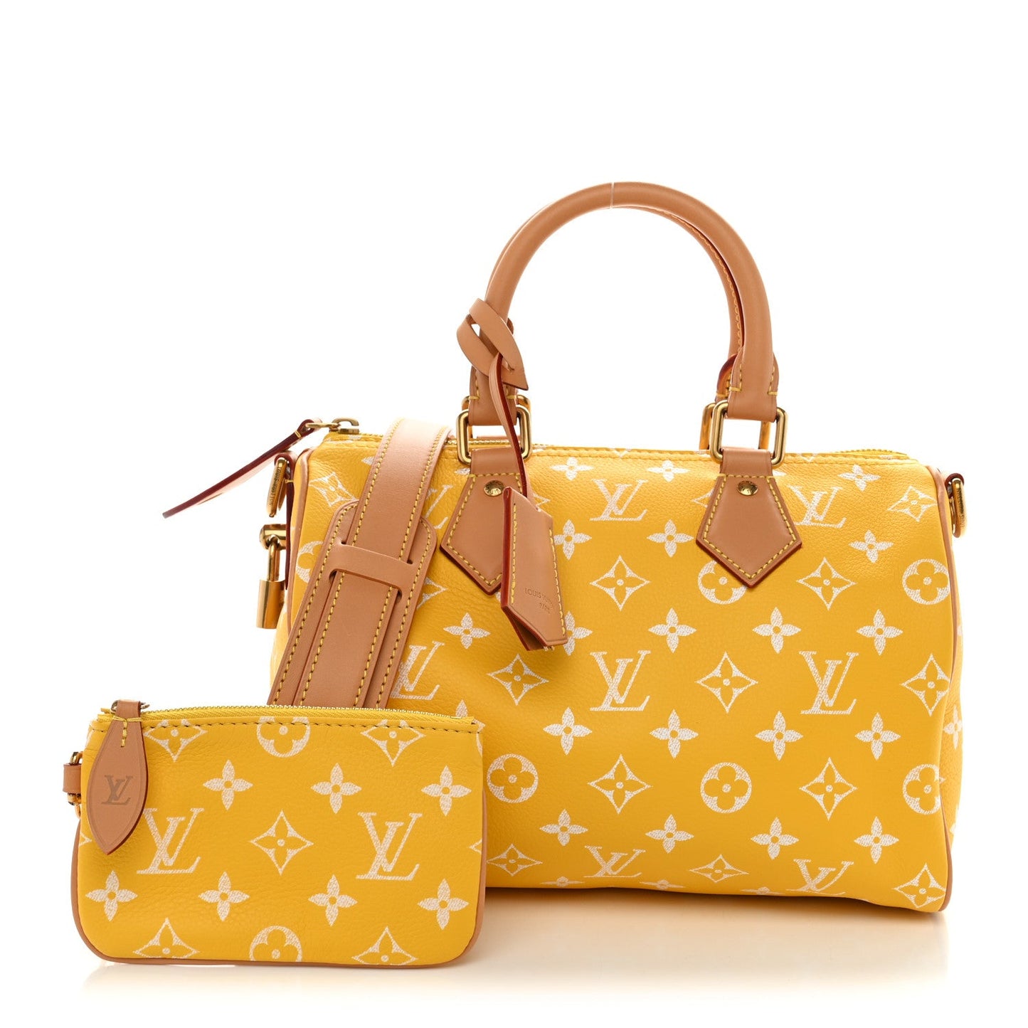 Calfskin Monogram Speedy P9 Bandouliere 25 Jaune Mat
