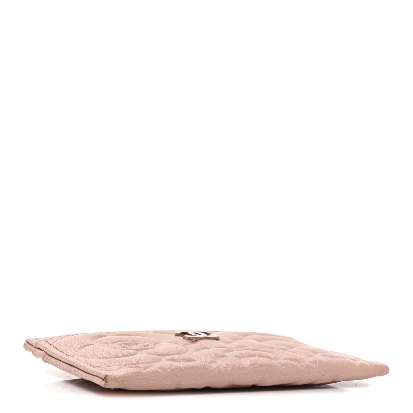 Goatskin Camellia Embossed Card Holder Light Pink