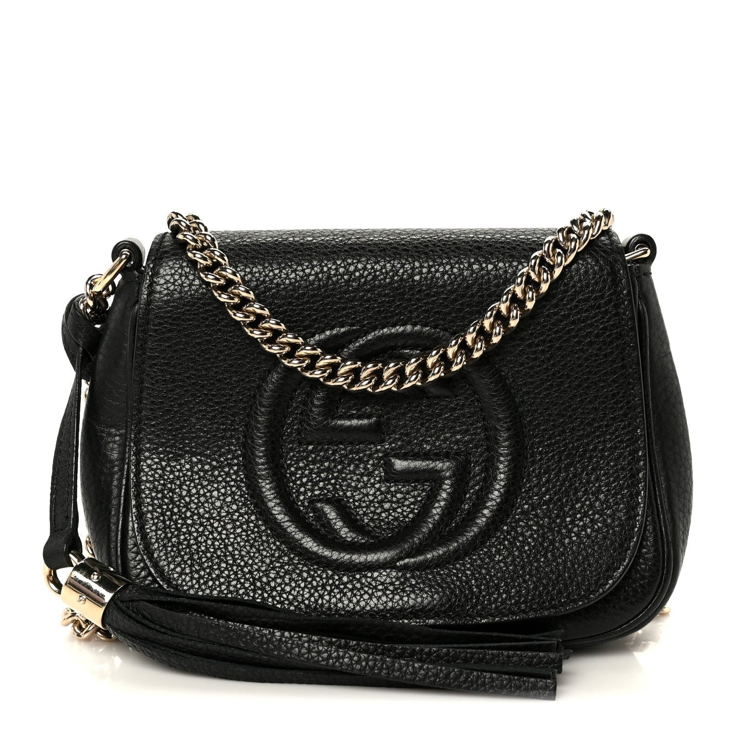 Pebbled Calfskin Small Soho Flap Crossbody Black
