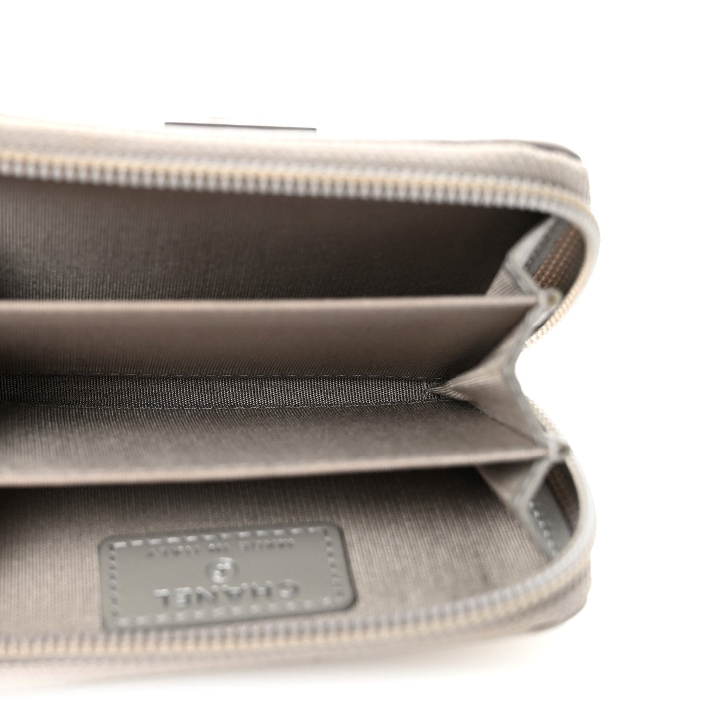 Caviar Quilted Boy Zip Around Coin Purse Wallet Grey