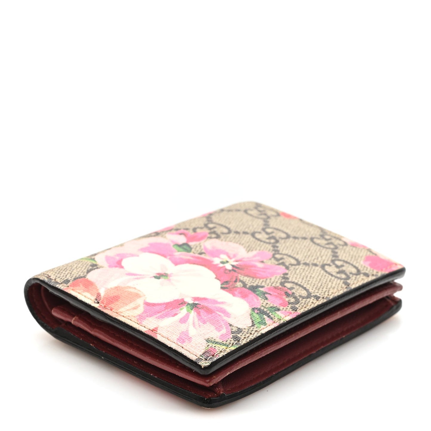 GG Supreme Monogram Blooms Card Case Beige Multicolor Dry Rose
