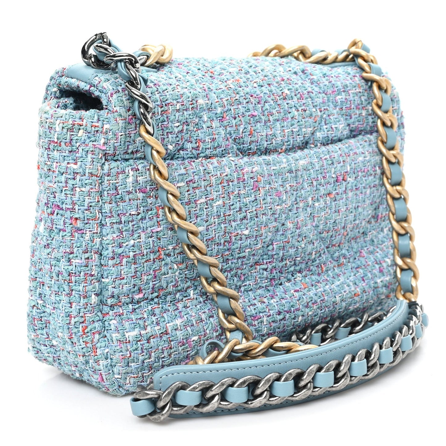 Tweed Quilted Medium Chanel 19 Flap Blue Multicolor