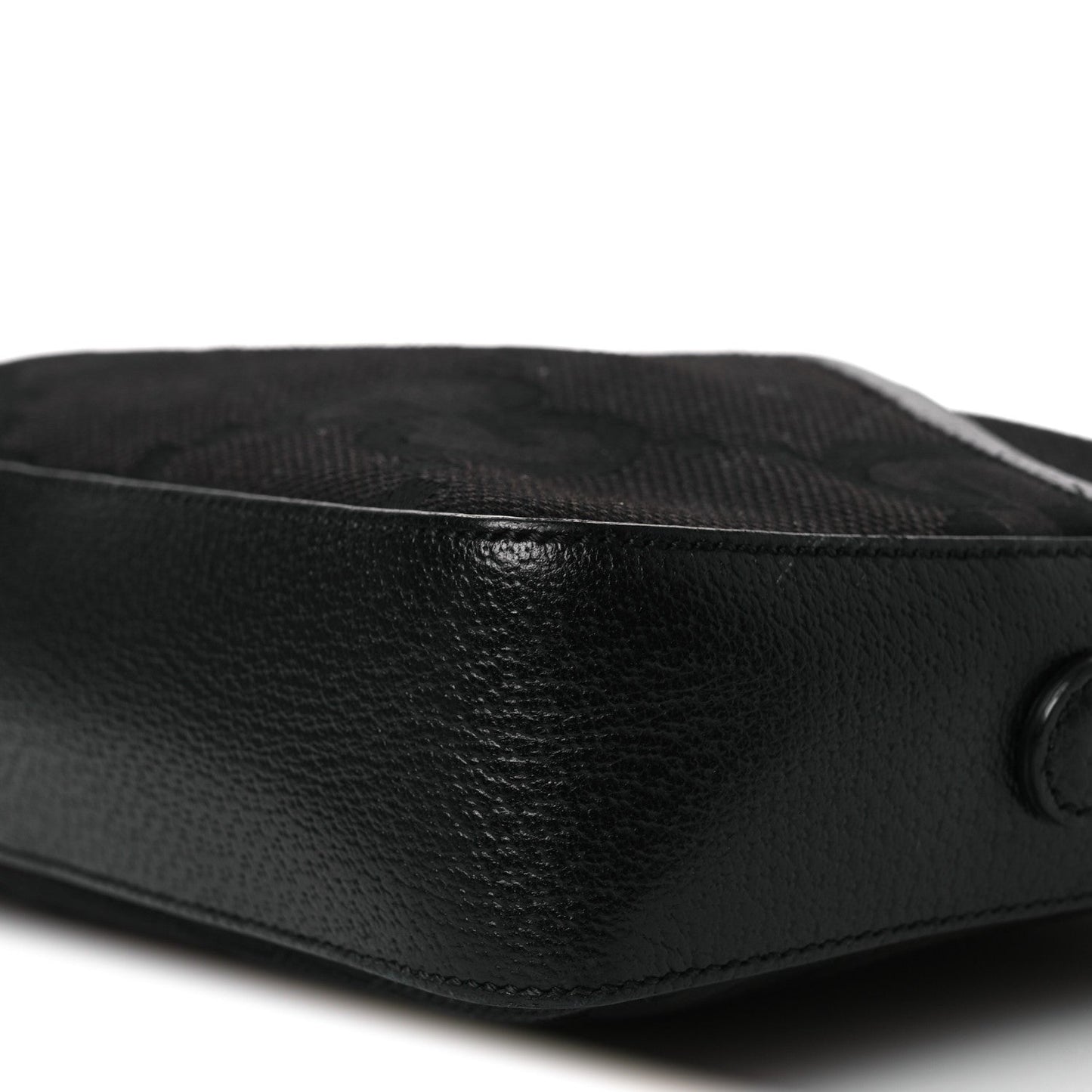 Monogram Jumbo GG Textured Dollar Calfskin Web Messenger Shoulder Bag Black