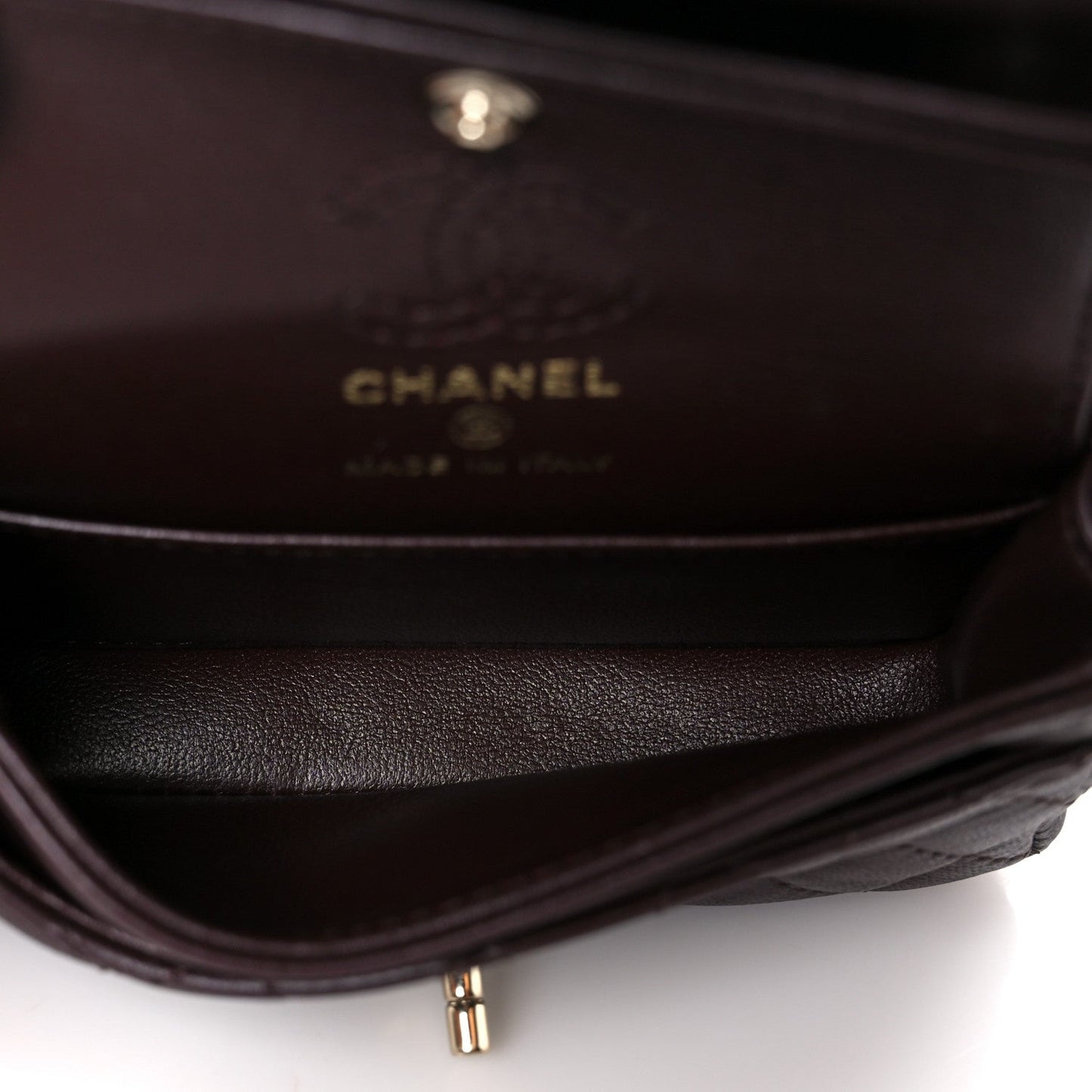 Lambskin Quilted Mini Flap Bag Charm With Hook Dark Brown