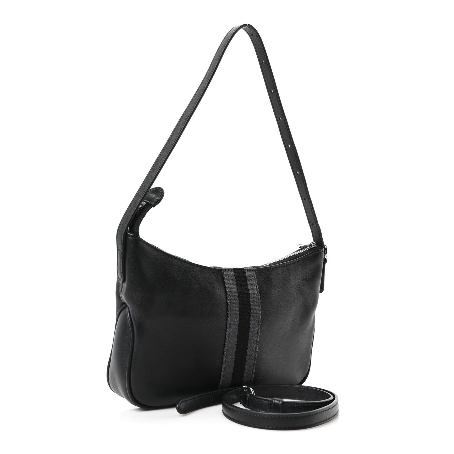 Calfskin Web Small Lunetta Crossbody Bag  Black