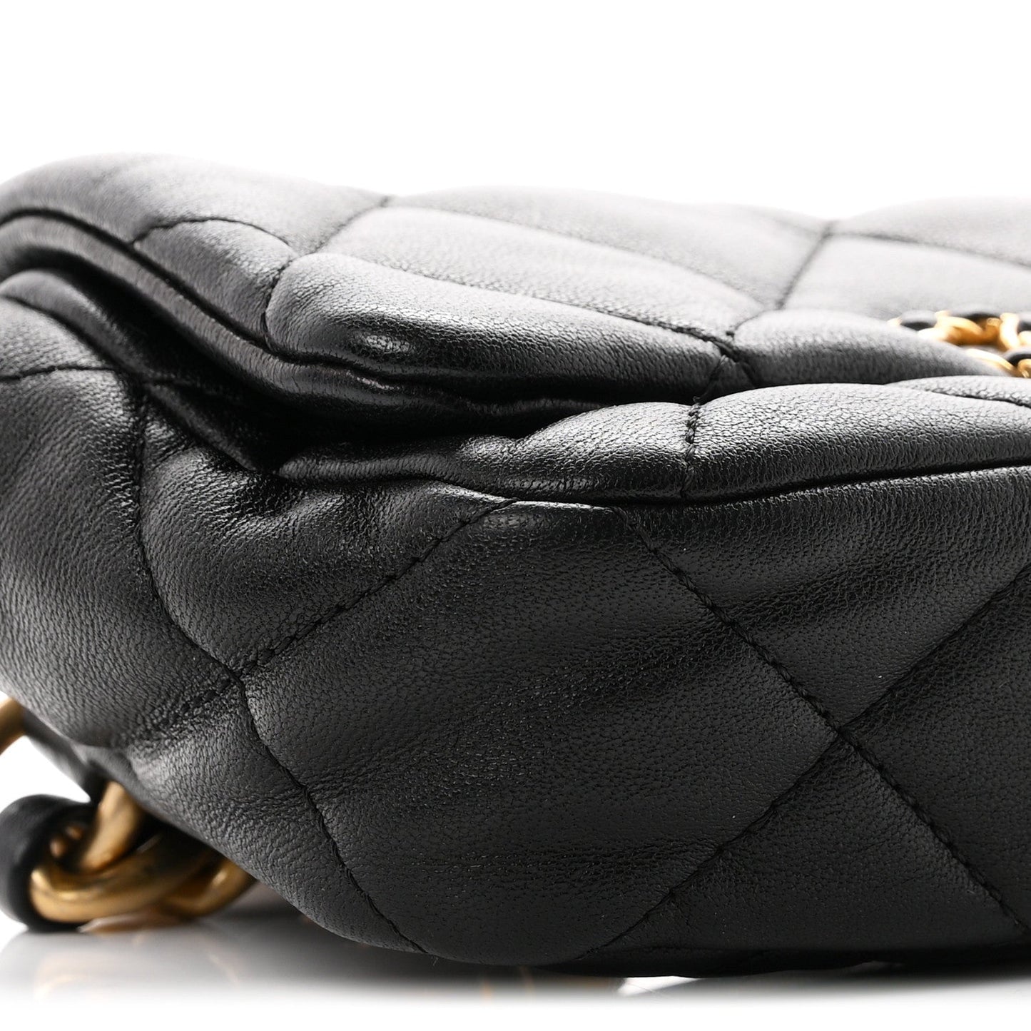 Lambskin Quilted Chanel 19 Waist Bag Black