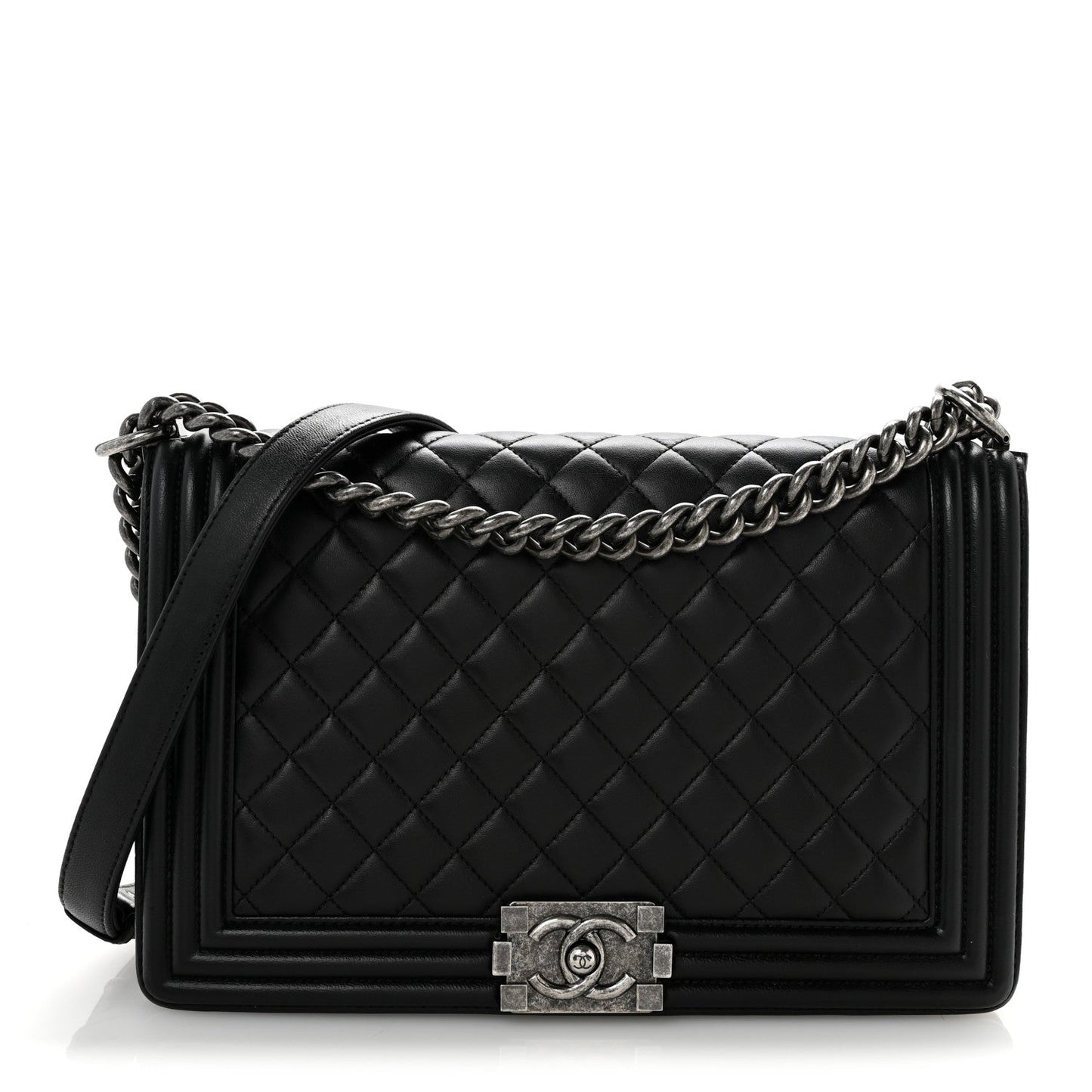 Lambskin Quilted New Medium Boy Flap Black