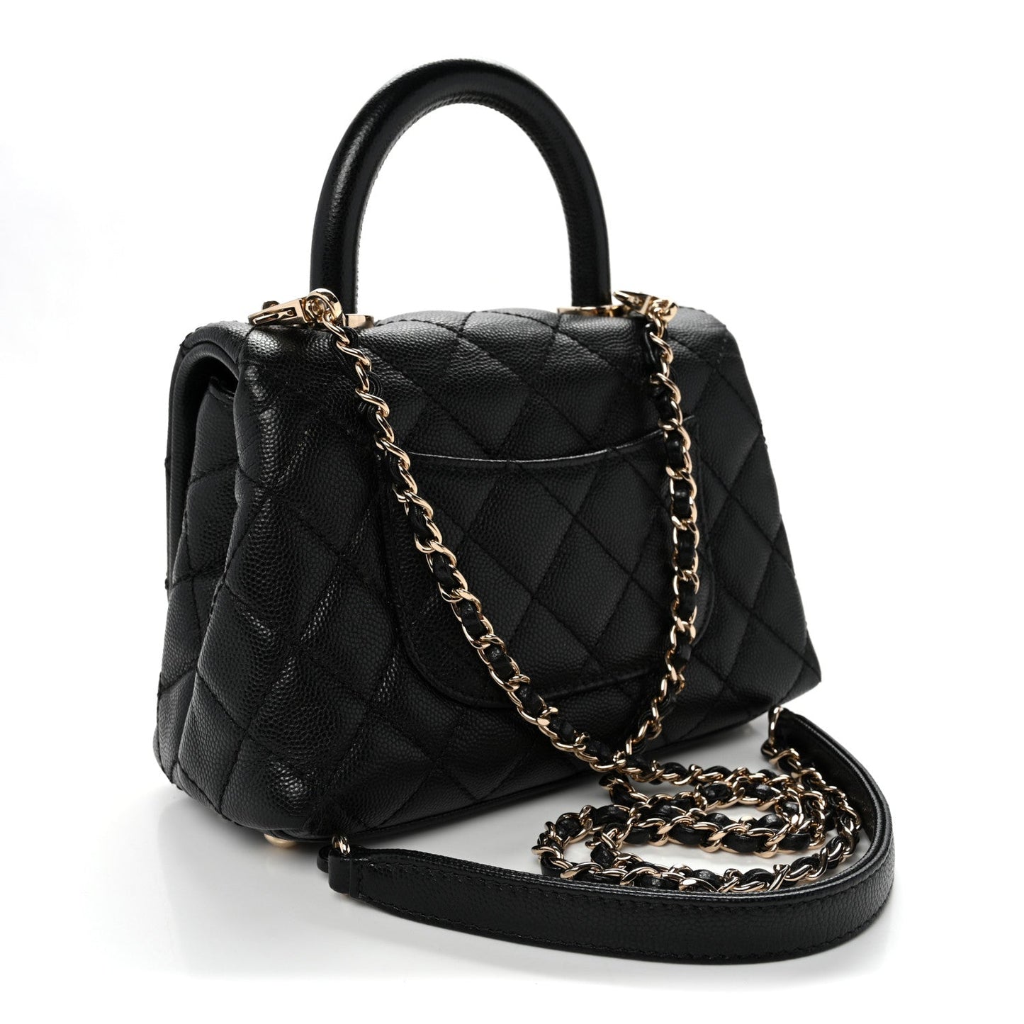 Caviar Quilted Extra Mini Coco Handle Flap Black
