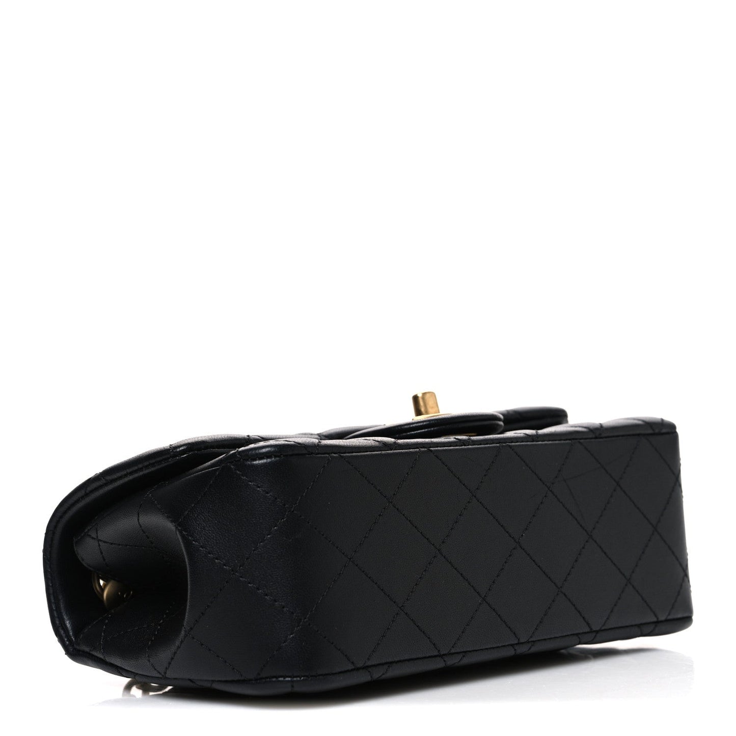 Lambskin Quilted Mini Rectangular Sweet Camellia Flap  Black