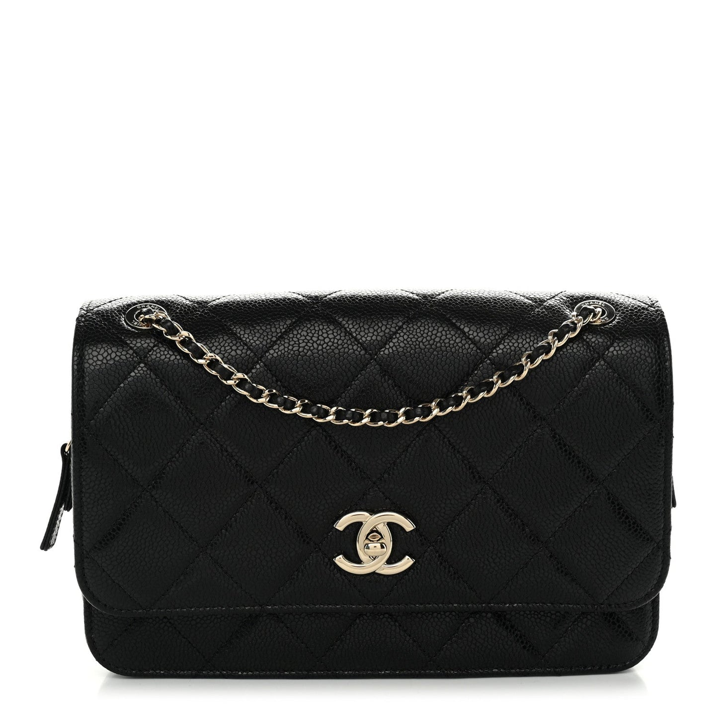 Caviar Quilted Single Flap Black