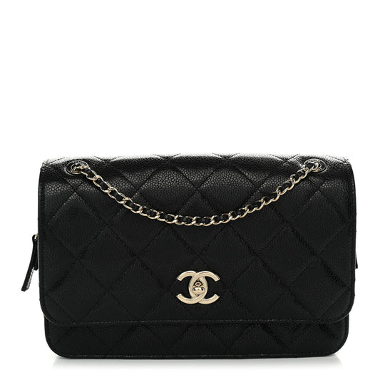 Caviar Quilted Single Flap Black