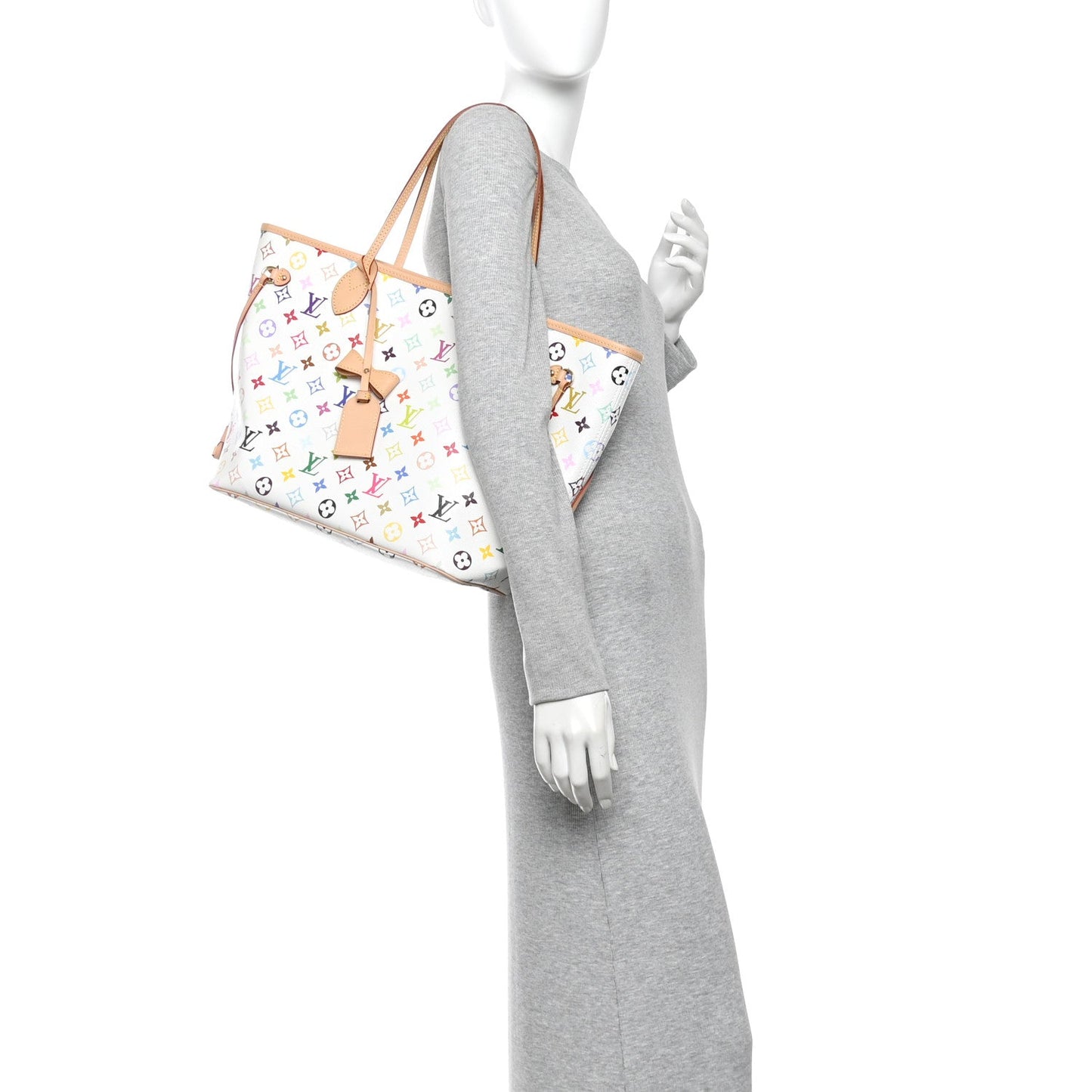 LV X TM Monogram Multicolor Neverfull MM White