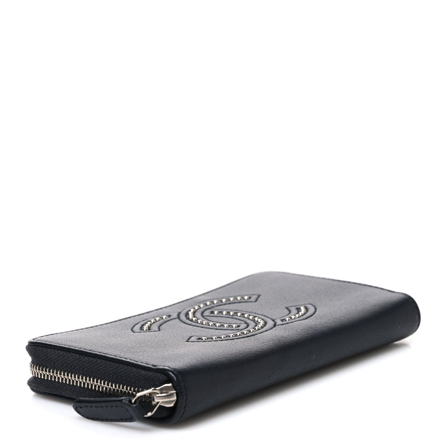 Lambskin Studded Small Timeless CC Zip Around Wallet Black