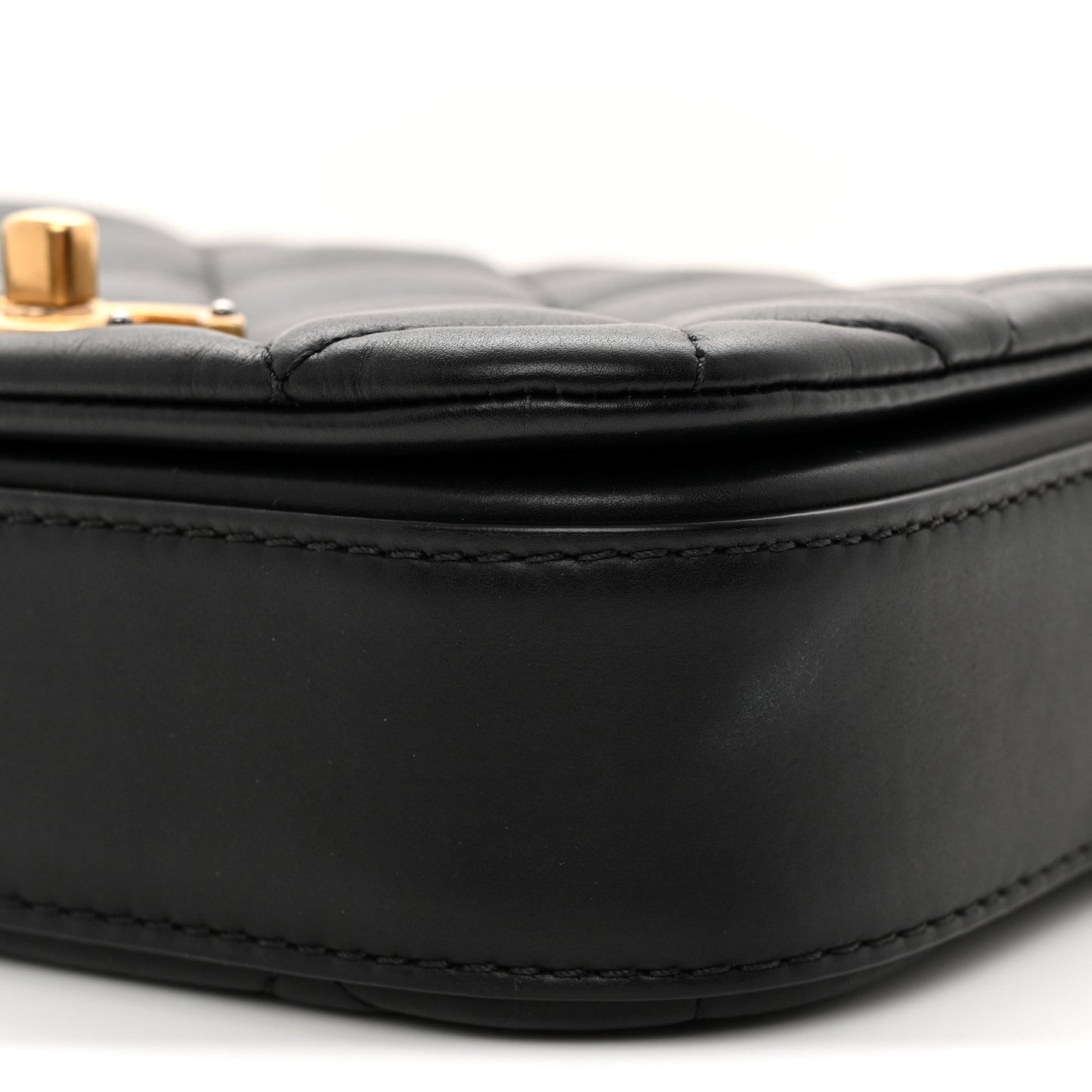 Calfskin Quilted Mini Nailed CC Flap Bag Black