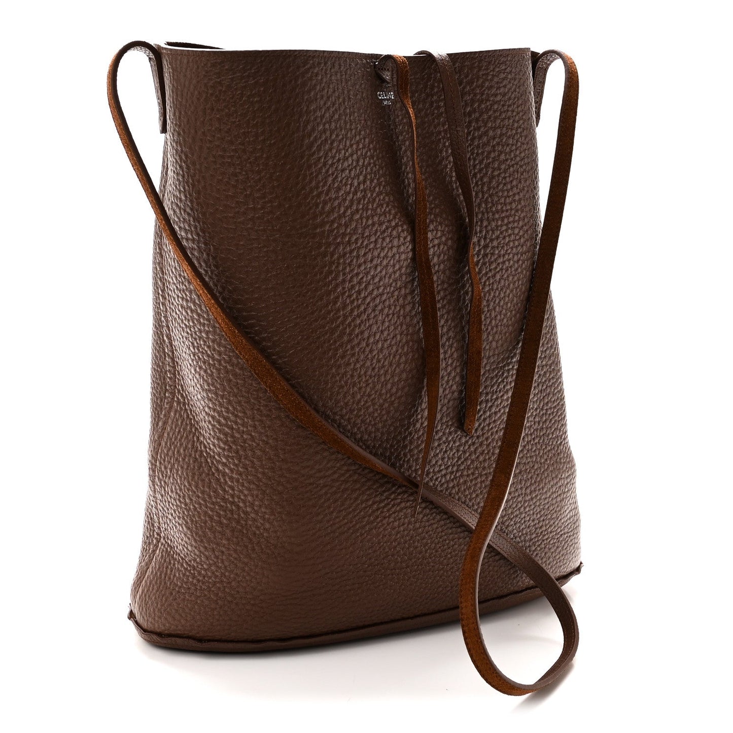 Suede Calfskin Reversible Triomphe Bucket Bag Brown