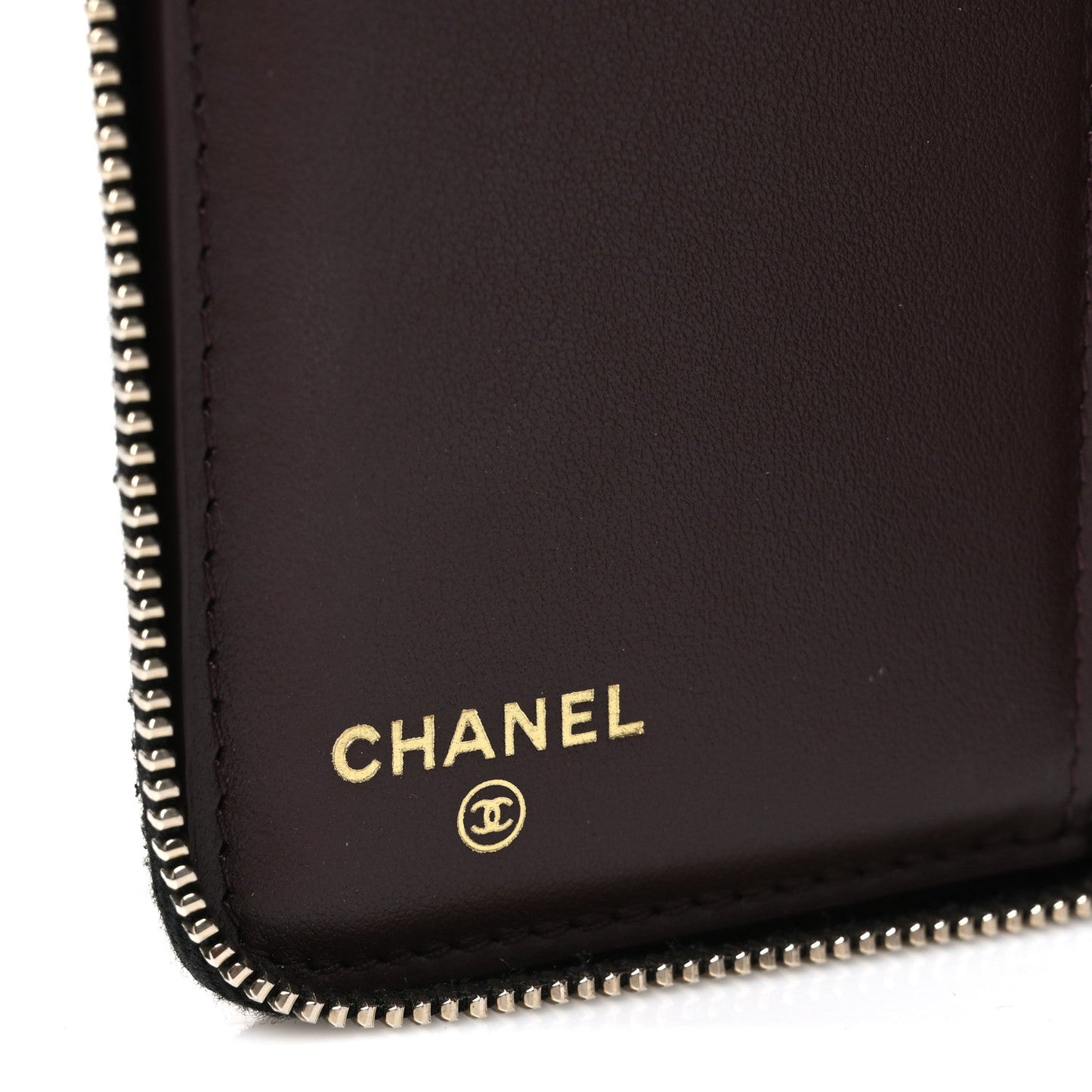 Caviar Quilted Small Zip Around Wallet Black