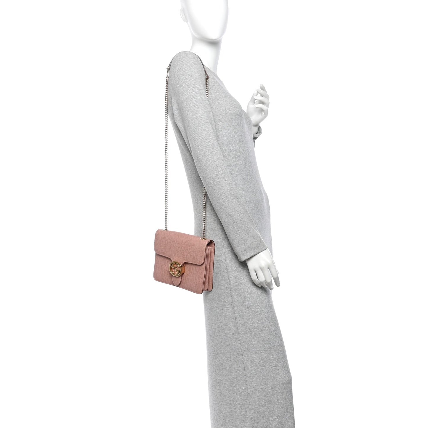 Dollar Calfskin Small Interlocking G Shoulder Bag Soft Pink