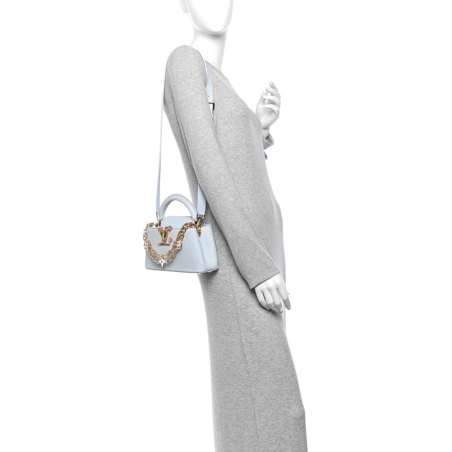 LV X TM Taurillon Capucines East West Mini Olympe Blue