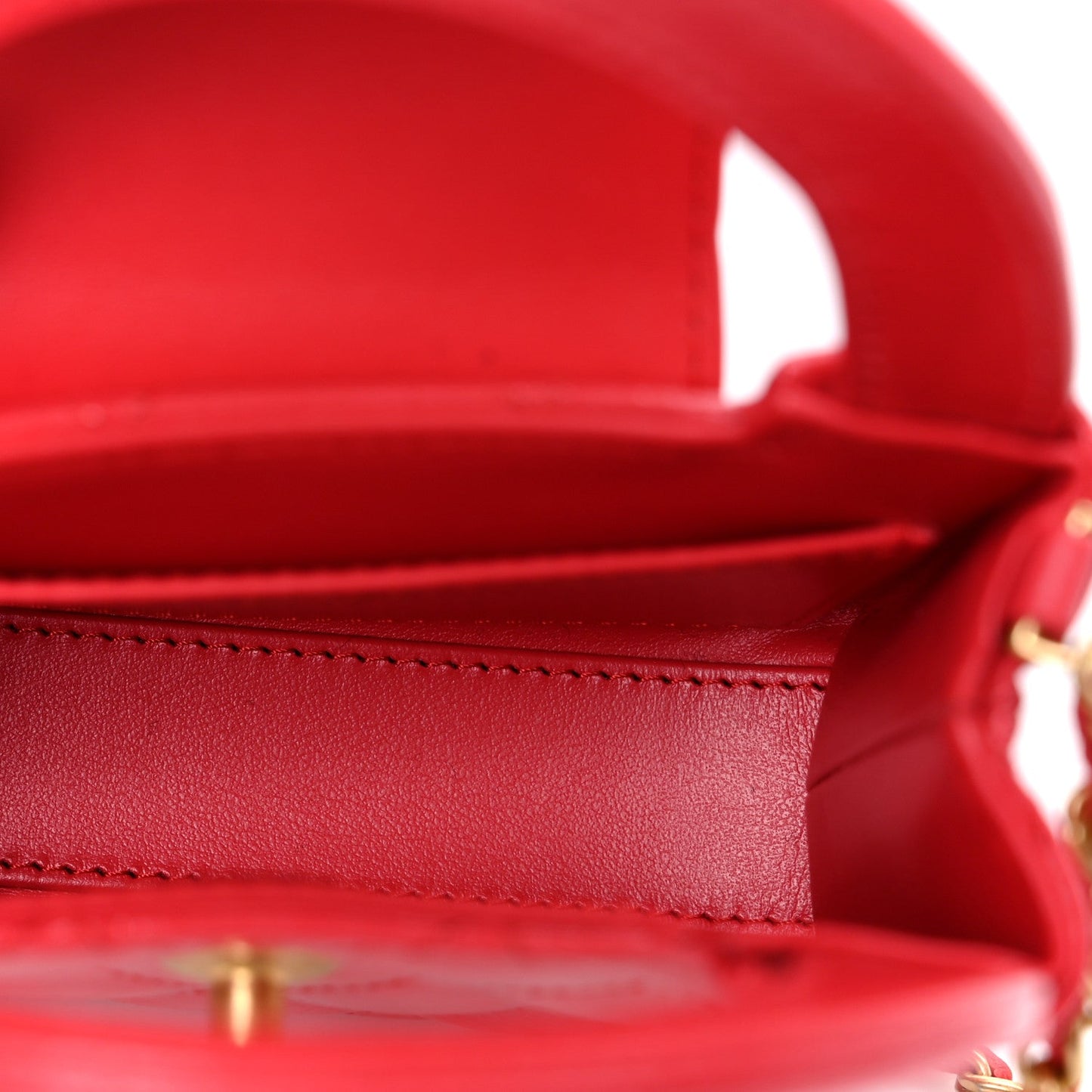 Shiny Aged Calfskin Quilted Mini Nano Kelly Shopper Red