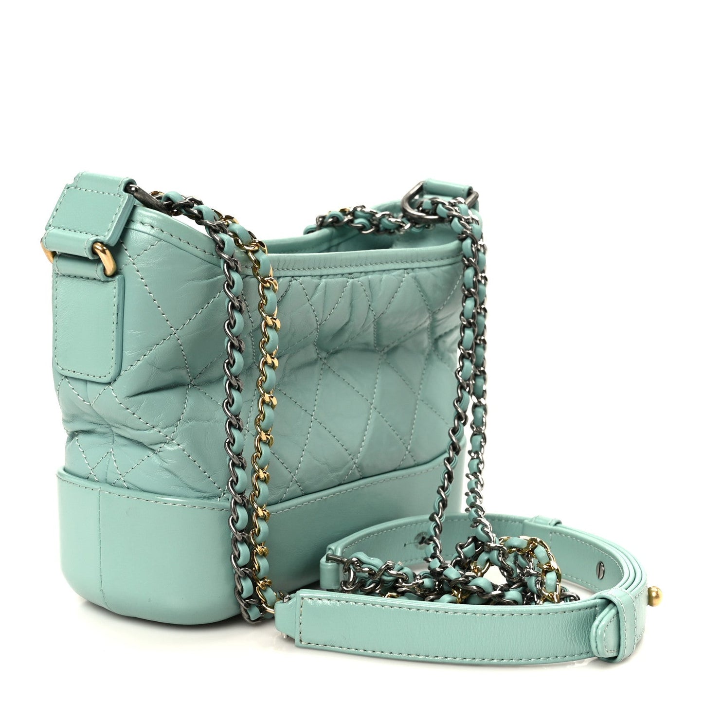 Aged Calfskin Quilted Small Gabrielle Hobo Green