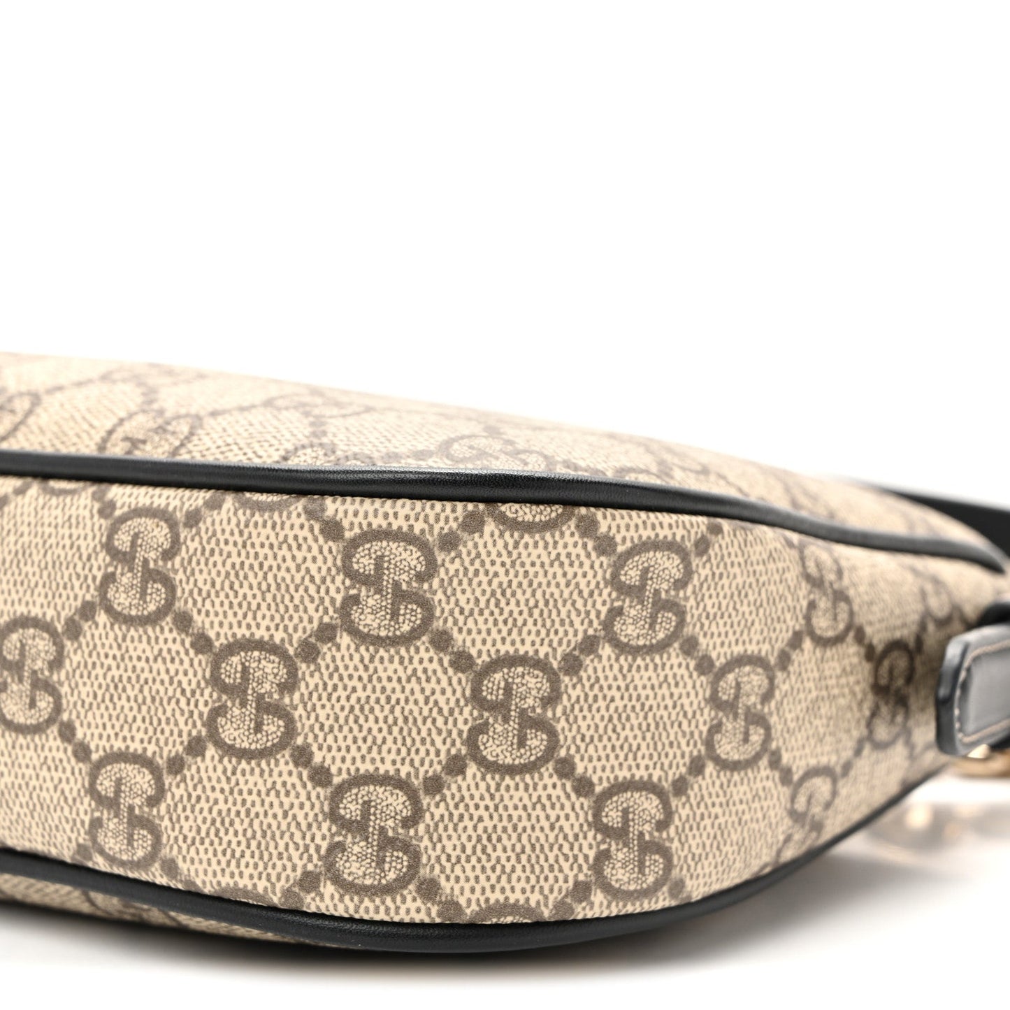 GG Supreme Monogram Textured Calfskin Small Emblem Shoulder Bag Beige Black