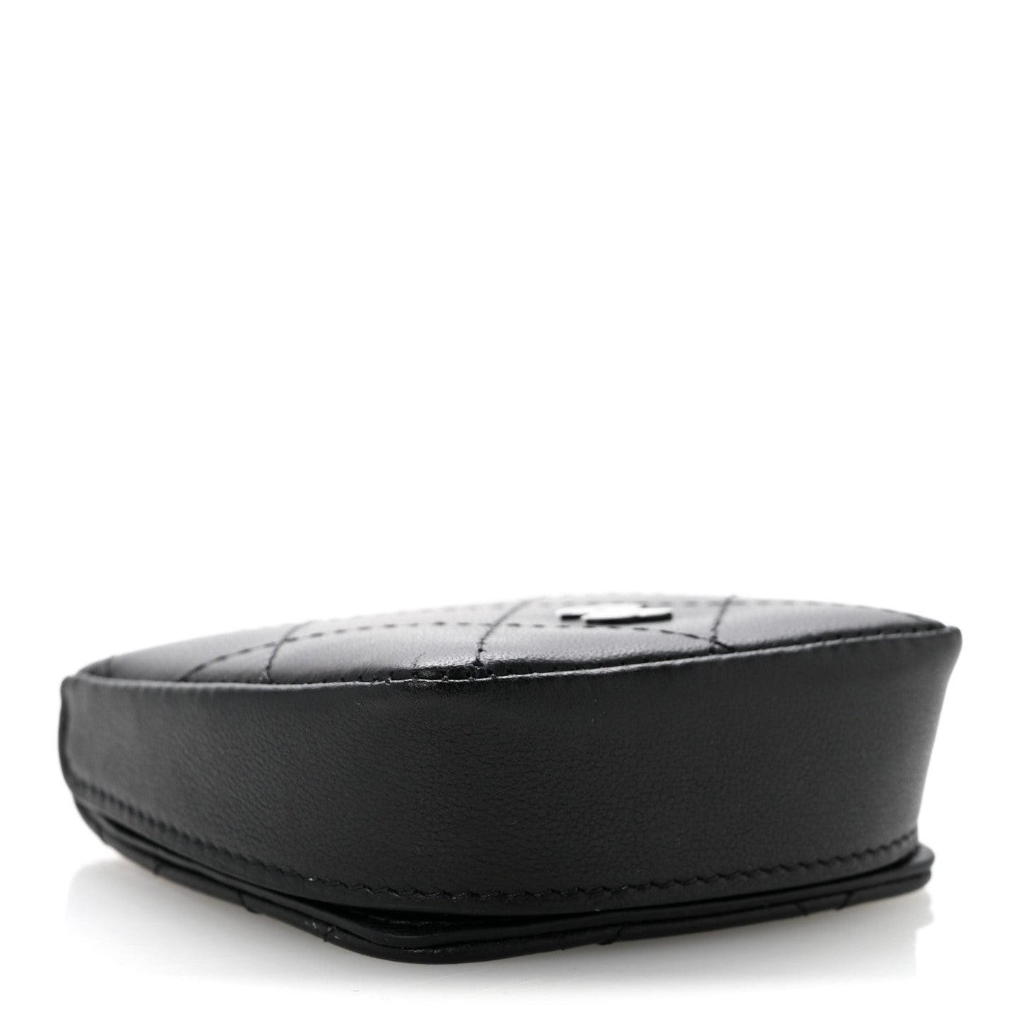 Goatskin Quilted Square Pouch Coin Purse So Black