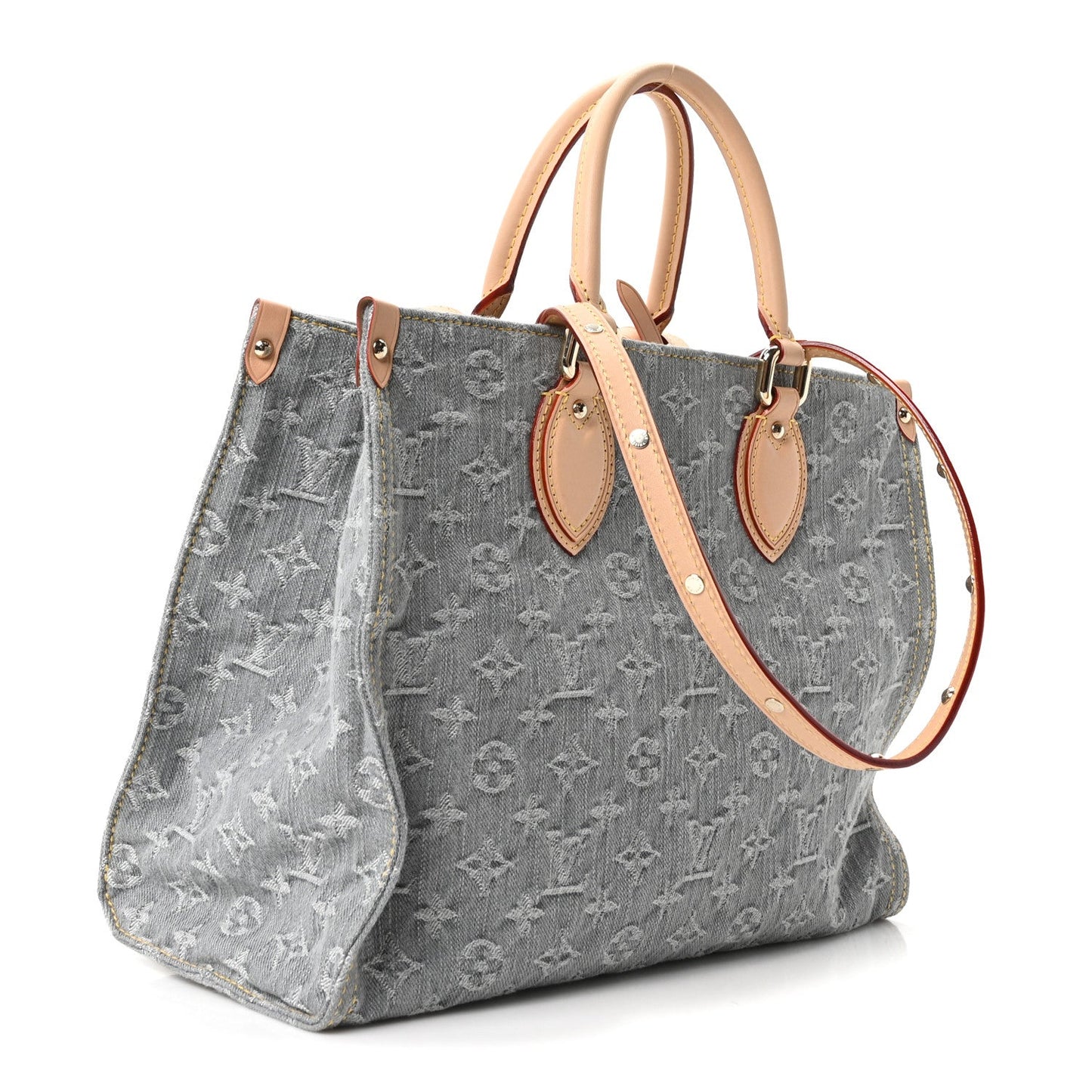 Monogram Denim Onthego MM Washed Gray