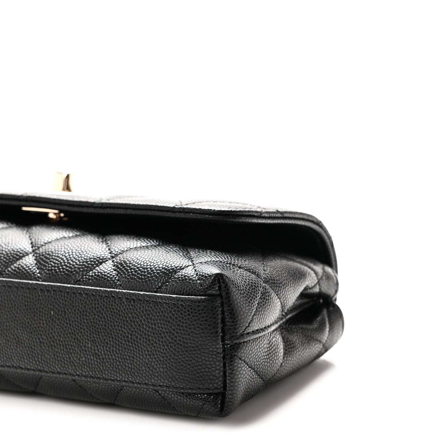 Caviar Quilted Coco Handle East West Clutch With Chain Black