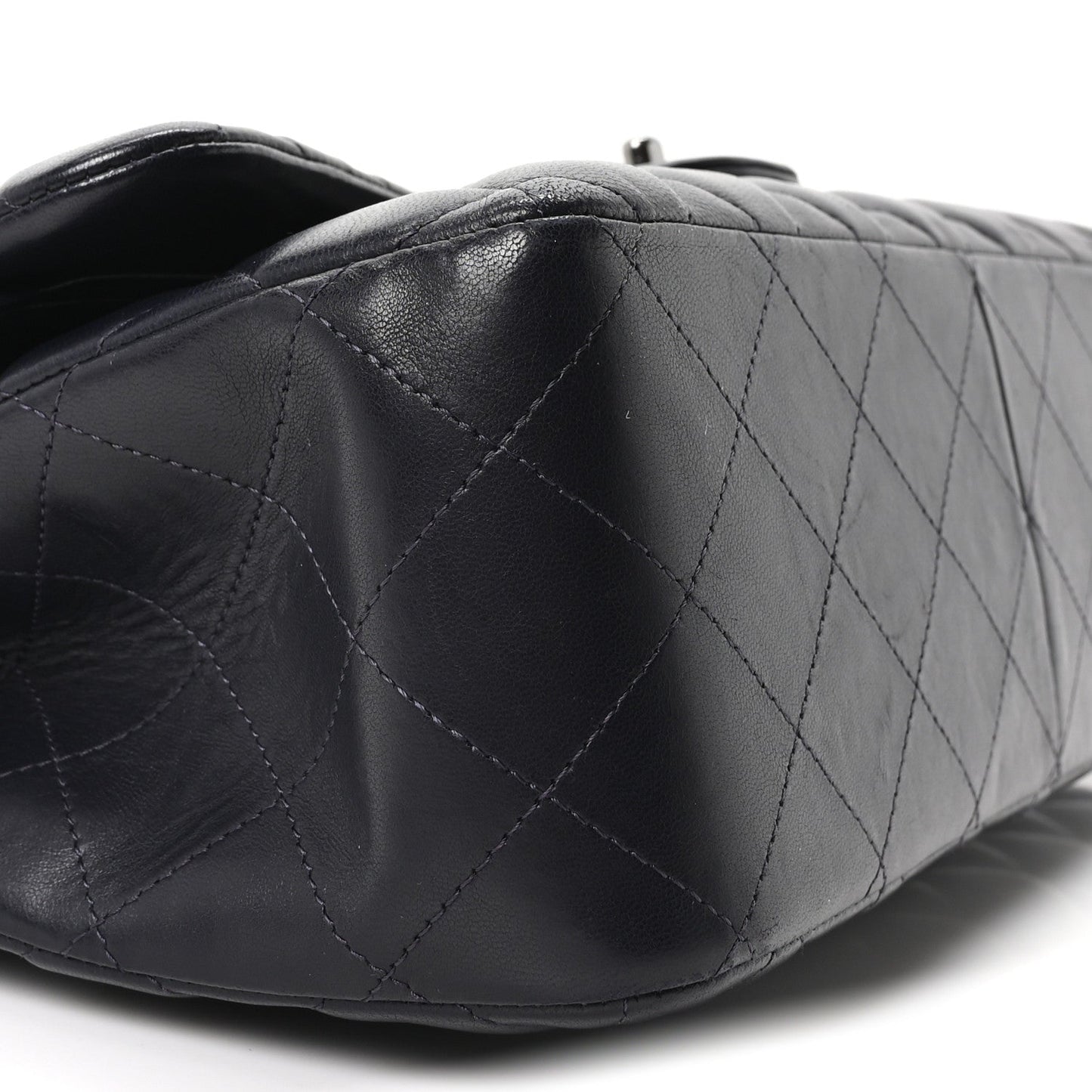 Lambskin Quilted Jumbo Double Flap Navy