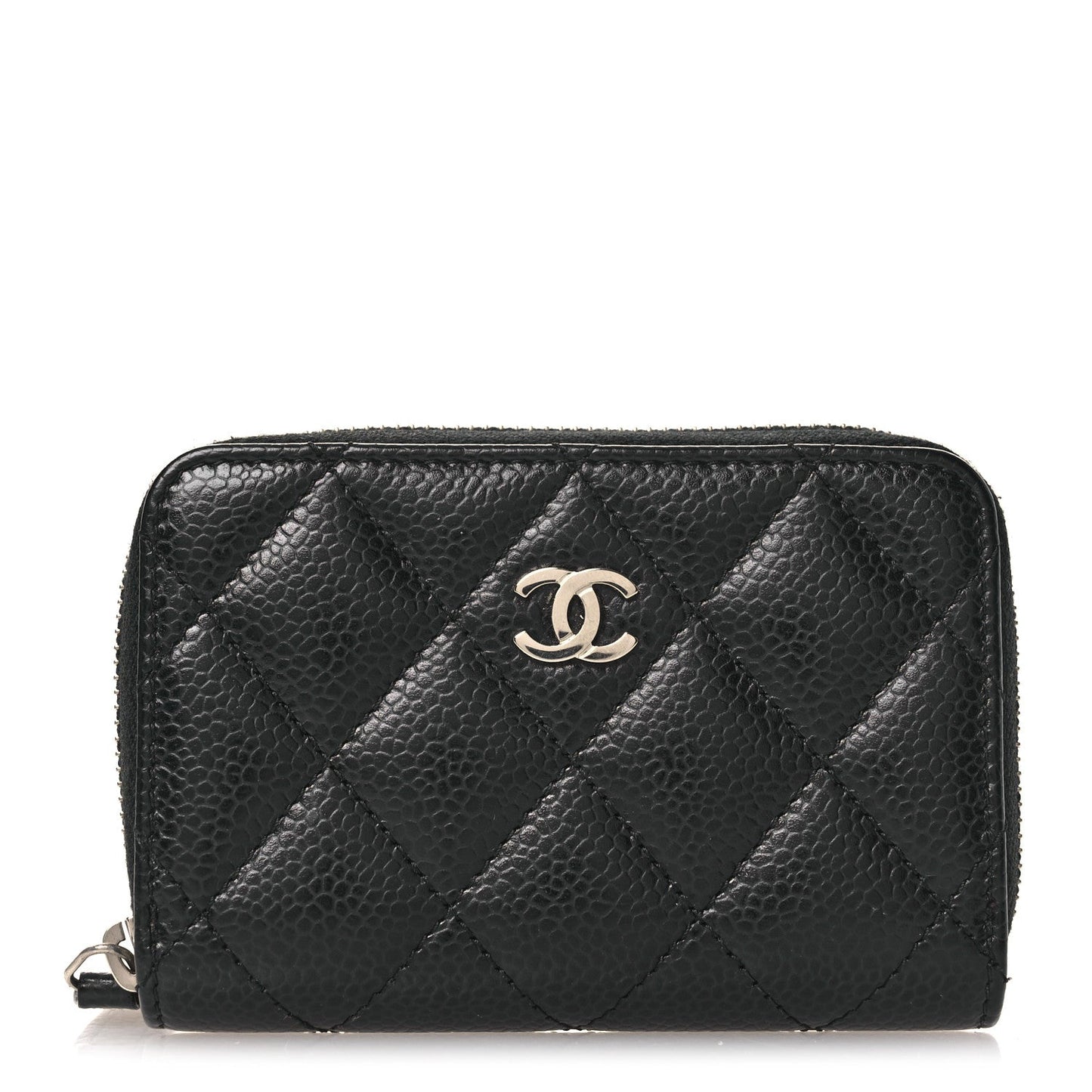 Caviar Quilted Zip Coin Purse Black