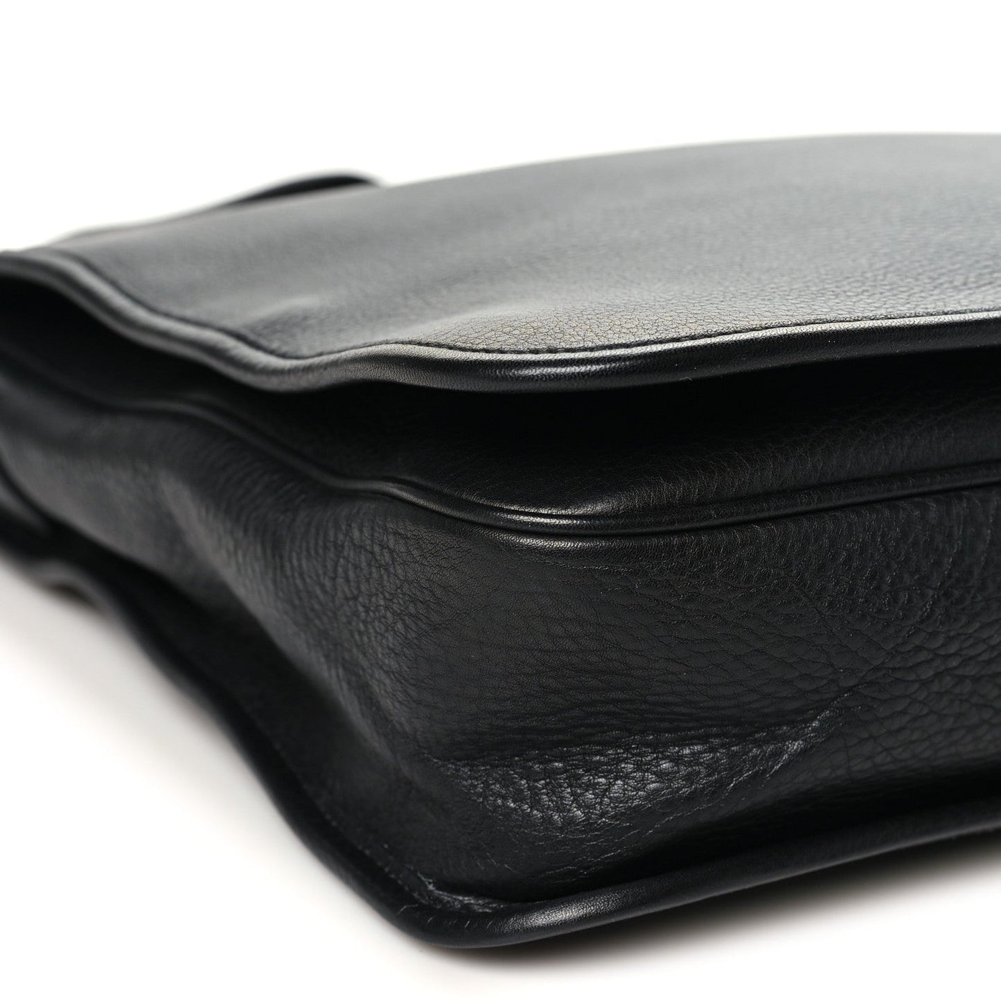 Calfskin Large Flap Messenger Bag  Black