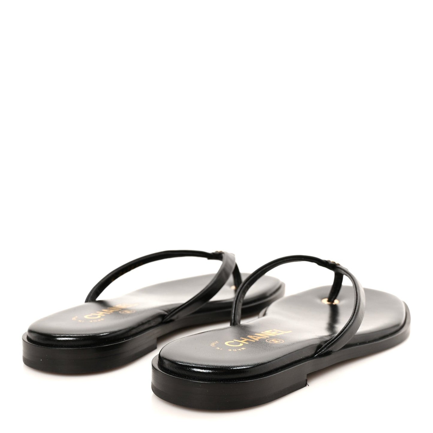 Goatskin CC Times Square Thong Sandals 38 Black