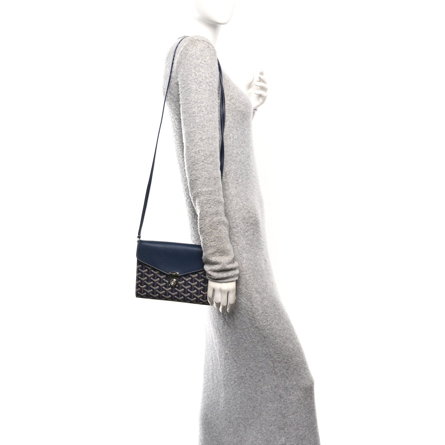 Goyardine Calfskin Chypre Wallet Pouch Navy