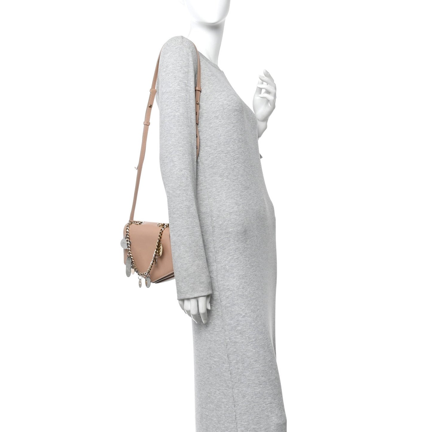 Soft Grained Goatskin Arrow Crossbody Bag With Chain Ballet Pink