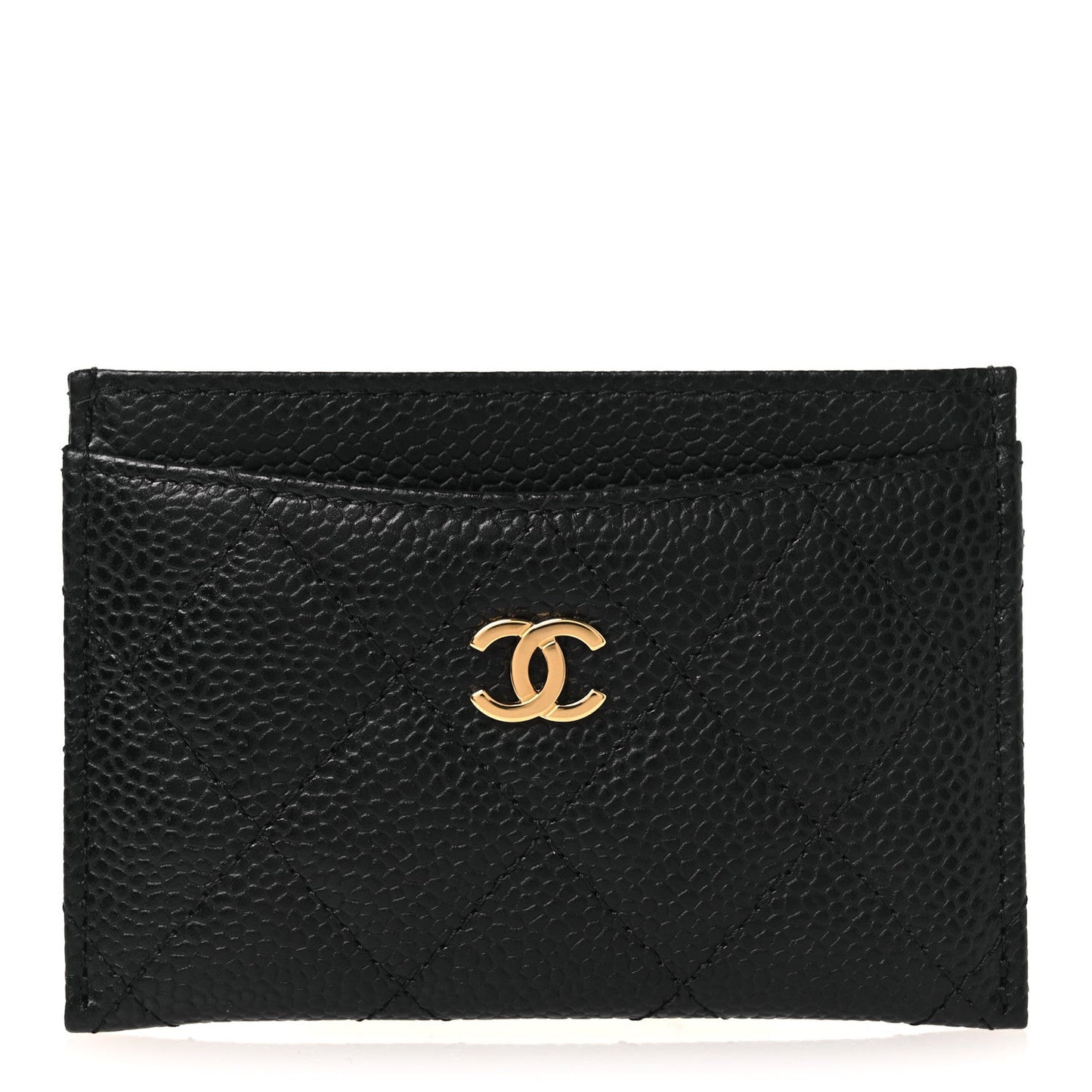 Caviar Quilted Card Holder Black