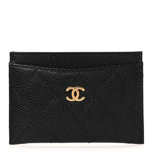 Caviar Quilted Card Holder Black